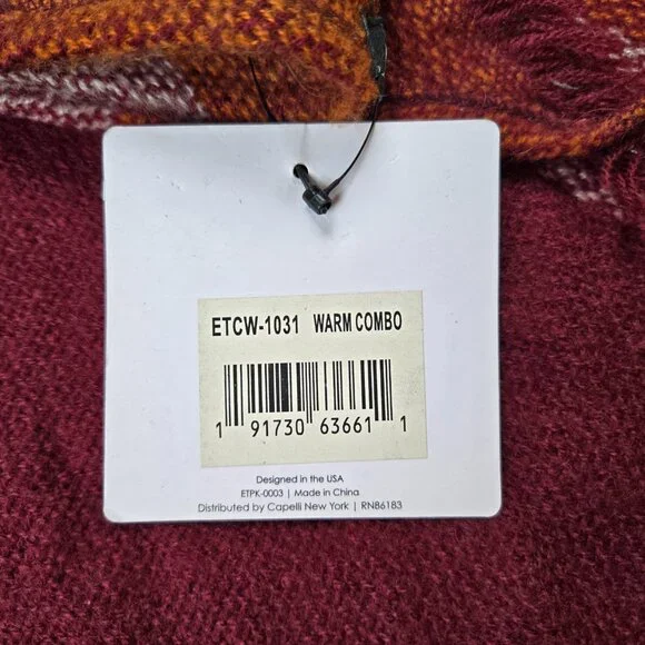 NWT Ellen Tracey Scarf Maroon Orange Triangle Scarf - Picture 3 of 6